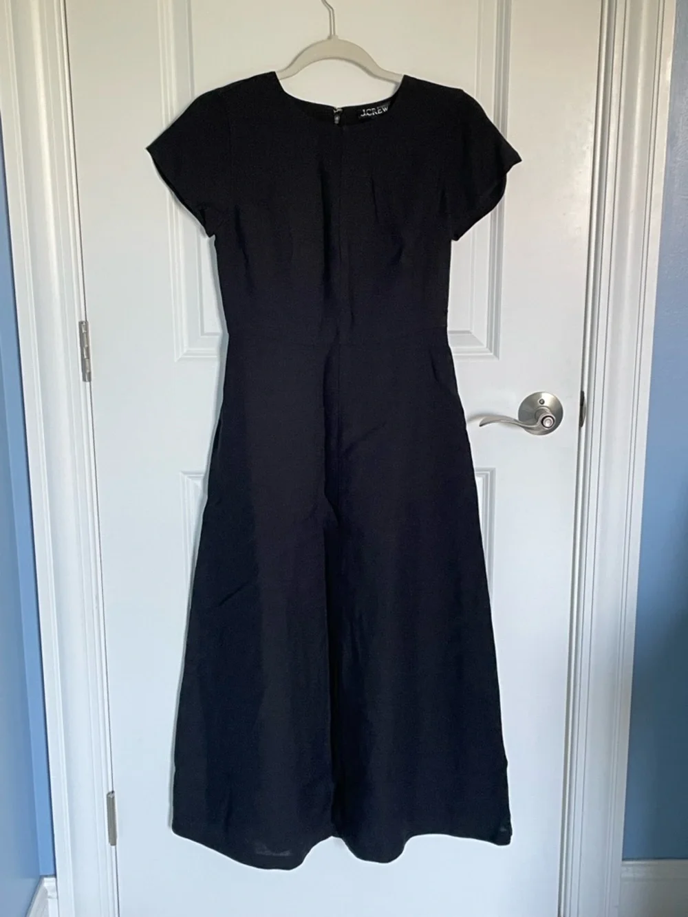 J. Crew Black Luster Canvas Mathilde Midi Dress Size 0 54383